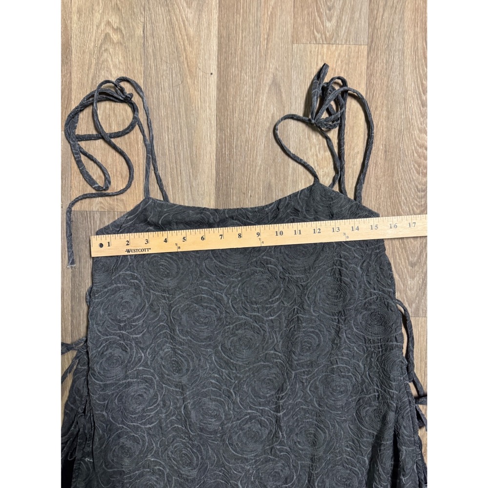 Lisa Says Gah Mar Tie Midi Dress Black Rose Jacquard Side Tie Spaghetti Strap S - Picture 6 of 10